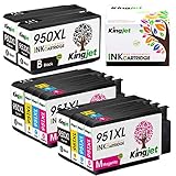 Kingjet 950XL 951XL Druckerpatronen Ersatz für HP 950 951 XL kompatibel mit HP Officejet Pro 8600 8610 8620 8630 8640 8660 8615 8616 8625 8100 251dw 276dw （4 Schwarz/2 Cyan/2 Magenta/2 Gelb 10 Stück