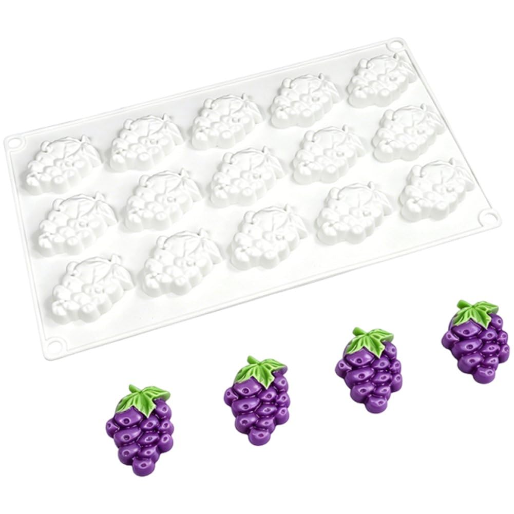 Sslvya 15-cavity Silicone Molds Non-stick, Grape Shaped Silicone Baking Molds for Making Dessert, Jelly, Chocolates and Cake