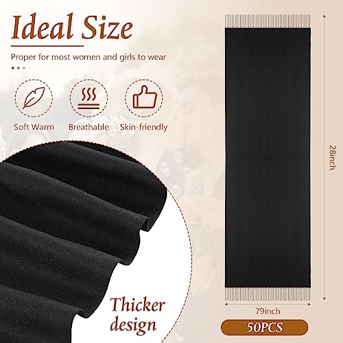 Ramede 50 Pack Pashmina Shawls and Wraps 79 x 28 Inch Bulk Wedding Favors Bridal Shawls Gifts for Guests with Thank You Cards2