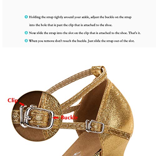Icker Womens Latin Dance Shoes Heeled Ballroom Salsa Tango Party Sequin Dance Shoes Gold 9 #TOP4