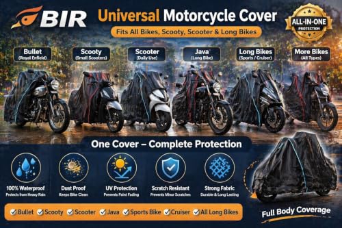 Image of Bike Cover Compatible with Bajaj Pulsar NS 300 | Water Resistant Universal Motorcycle Rain Cover | UV, Dust & Scratch Protection | All Weather | Black Blue Piping Elastic