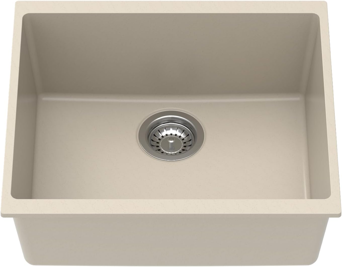 - Quartz Dolce UK Series Single Bowl Kitchen Sink, Real Stone Finish, 304 Stainless Steel Coupling, Kitchen Sink with Sloping Drain, Noise Reduction Design, 21x18x8 inches, Cream