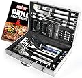 Vysta 21 Piece Grill Accessories Tools Set - BBQ Utensils with Carrying Case - Stainless Steel Outdoor Cooking Grilling - Barbeque Kit Includes Brushes, Flat Spatula, Barbecue Scraper and Meat Tongs