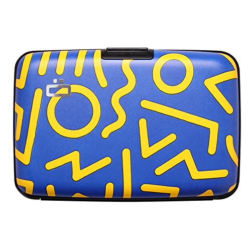 Image of OGON -DESIGNS- Aluminum card holder, RFID protection against fraud and demagnetization, compact wallet, Smart Case STOCKHOLM model (Zig Zag Print, Standard lock)