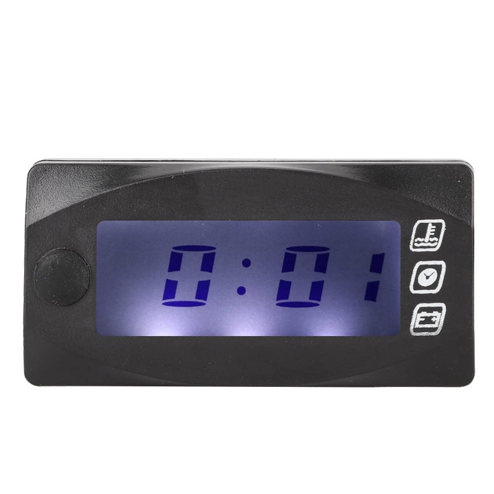 Termometro per Moto Misuratore di Tensione Misuratore di Temperatura 'Acqua Display Digitale del Tempo 3 in 1 ABS Multifunzionale Nero Antiurto Resistente all'Usura per