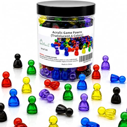 AiFanS Game Pawns 120 Pieces 6 Colors Translucent Game Pieces