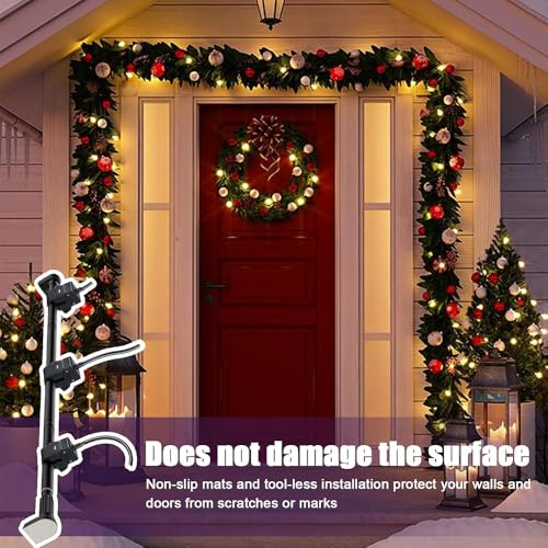 Support guirlande de porte sans perçage ajustable pour suspensions de Noël - 5