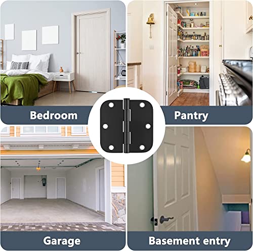 HOSOM 36 Pack Matte Black Door Hinges 3.5 x 3.5 Inch, Interior 3 1/2 Inch Door Hinges Rounded with 5/8 Radius Corners by HOSOM - Image 7