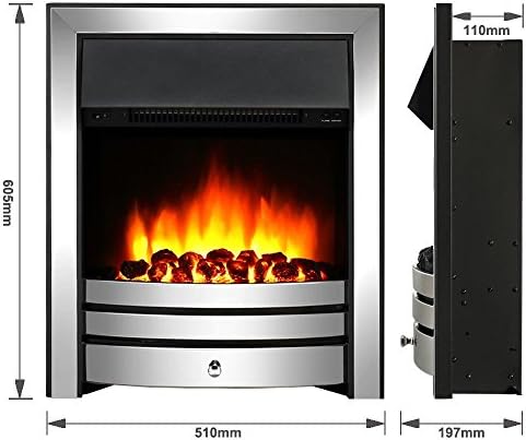 Endeavour Fires New Cayton Electric 42"Fireplace Suite, fitted with Chrome Trim and Fret, 220/240Vac 1&2kW with 7 day Programmable Remote Control Heater in off white MDF Surround
