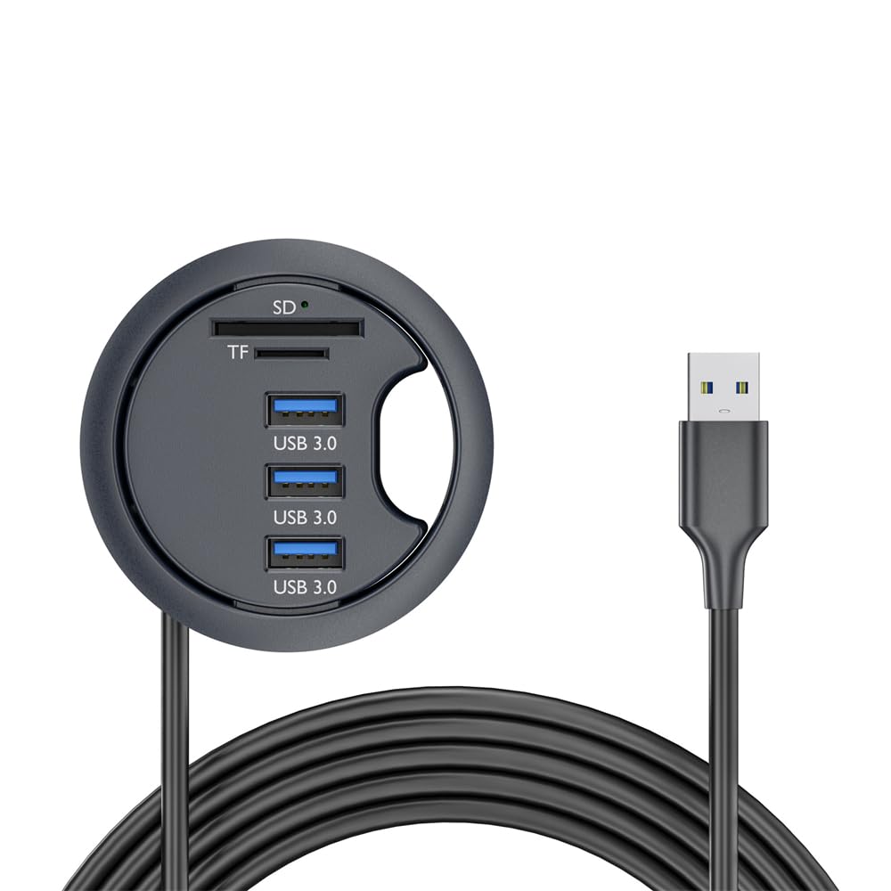 Hub USB 3.0 SD TF de 3 puertos USB de 60 mm, divisor de ojales de escritorio, estación de acoplamiento micro SD