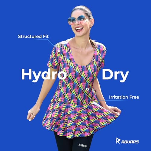 Image of ROVARS Poly Jersy - Printed Swimming Costume for Women Frock Style [Half Sleeves - Half Length - Without Pads]