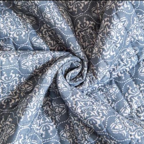 Image of HOMETHREADS Universal-Fit Cotton Fabric Chair Cover Comfortable Cushioned Seating Pad with Anti-Slip Back, Perfect for Kitchen,Dining Room (Trap Design Grey, Pack of 8)