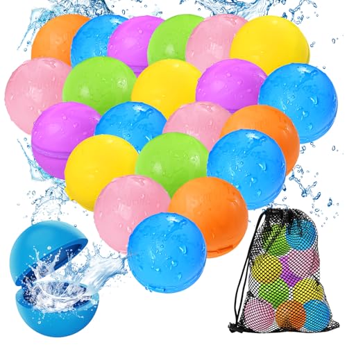 Image of Tlitlimom 20Pcs Reusable Water Balloons, Summer Toy Water Toy for Boys and Girls, Pool Beach Toys for Kids ages 3-12, Outdoor Activities Water Toys Self Sealing Water Splash Ball for Fun