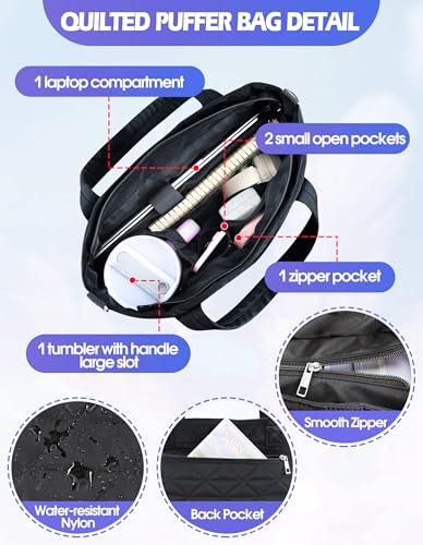 Bolso Tote Acolchado Compatible con Stanley Cup para Mujer miniatura 5