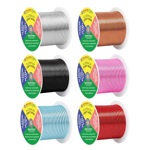 Image of Mandala Crafts 14 GA Red Copper Black Assorted Anodized Aluminum Craft Wire | 330 FT, Colored, Flexible, Bendable for Bonsai Armature Sculpting Wire Wrapping Jewelry Making, Weather & Tarnish Resistant