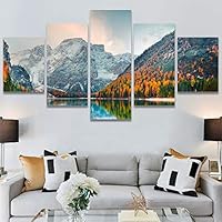 SIGNWIN 5 Panel Canvas Wall Art Modern Art Expressive Farmhouse/Country Landscape Mountain Top Multicolor Photography for Home Decorations Ready to Hang - 60