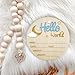 Baby Announcement Sign, 5.9 Inch Wooden Hello World Newborn Signs, Birth Announcement Sign and Pen, Moon and White Cloud Decoration, Welcome Newborn Arrival to World, Hospital Nursery for baby (Blue)
