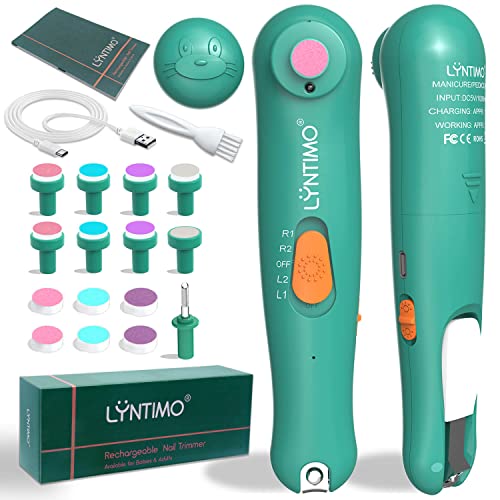 Rechargeable Baby Nail Trimmer Electric, LYNTIMO Baby Nail Clippers & File with 15 Pads, Controllable Lights, 4 Speeds, Silent Motor, USB-C, Charge Every 60 Days, Grinder for Newborn, Infant & Toddler