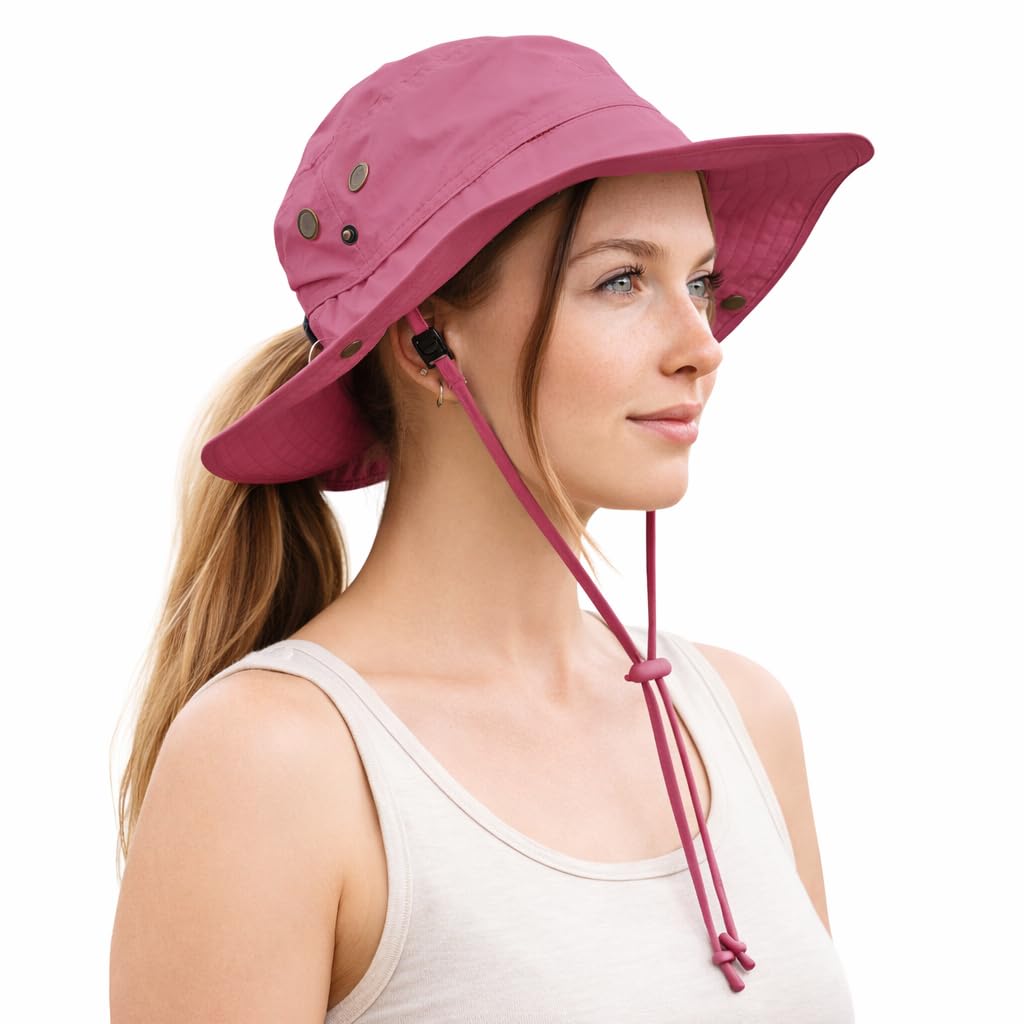 TOP-EX ChicPony™ Women Fit Ponytail Sun Hat UPF50+ Waterproof Beach Summer Hat Wide Brim Packable