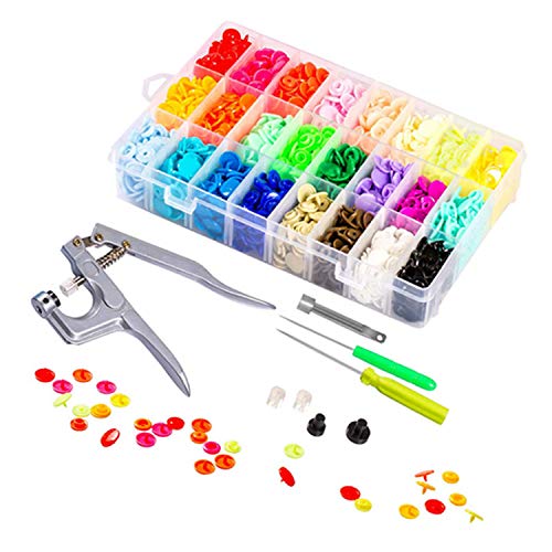 360 piezas DIY T5 Snap plástico, botones de sujeción, 24 colores para coser y manualidades u0096 con broches de presión y organizador contenedores de almacenamiento