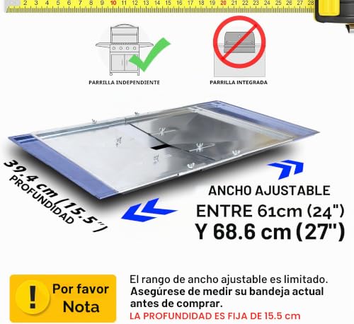 Bandeja grasa parrilla gas de 61 a 69cm y colector goteo barbacoa 3
