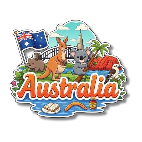 Image of Premium Laser Cut MDF Fridge Magnet for Home Decor, Vibrant Layered Travel Artwork Souvenir Gift with Strong Magnetic Hold, Refrigerator Decoration for Kitchen & Office - Australia