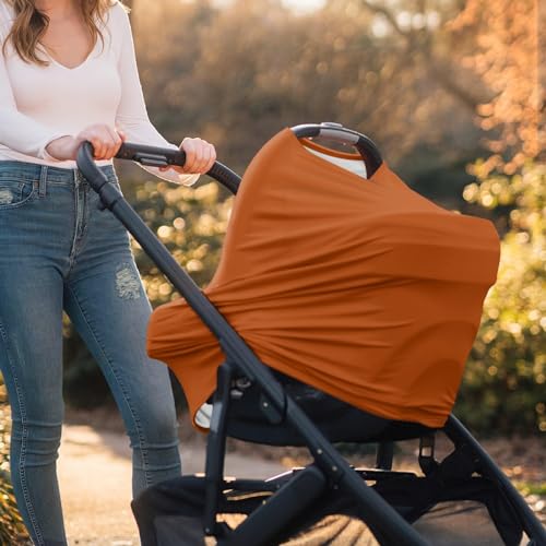 Image of Solid Color Car Seat Nursing Breastfeeding Cover, Multi Use Cover Cozy Carseat Canopy Cover, Infant Babies Stroller Cover,Ultra Soft Stretchy Nurse Gifts Brickwork Breastfeeding Cover