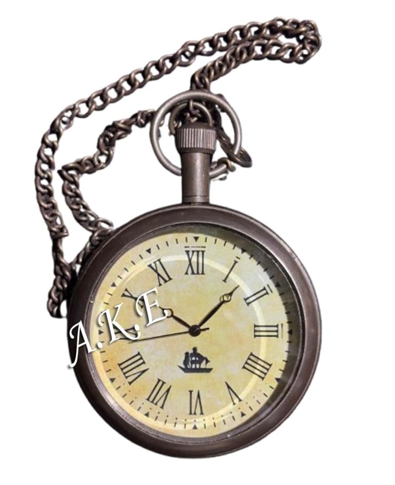 Antique Indian Style Pocket Watch with Long Chain