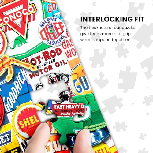 MasterPieces Flashbacks Hit The Road Jack Classic Gas Signs Collage Jigsaw Puzzle, 1000-Piece