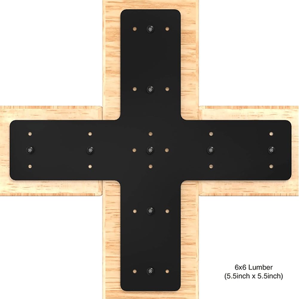 1 Pièce Plaque de Raccord en Croix, Plaque de Renfort Lourde en Métal Revêtue de Poudre pour L'Assemblage de Pergolas, Connexions en X-Truss