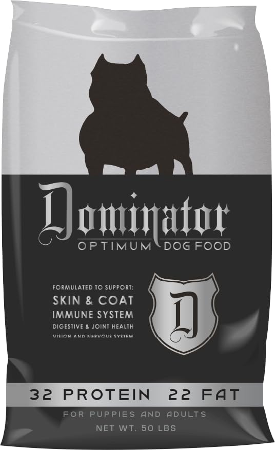 Valu-Pak Dominator Optimum Dog Food, 32-22 for Puppies & Adults, Salmon Oil (50 lbs)