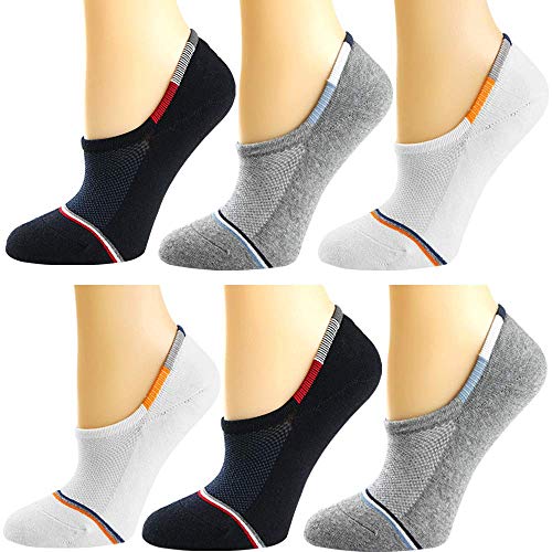 Womens Low Cut No Show Socks 6-Pack Non-Slip Invisible Cotton Comfy Casual Durable Mesh Flat Boat Liner Socks