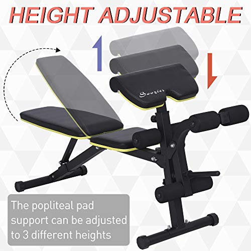 Soozier Adjustable Sit-Up Dumbbell Bench Multi-Functional Purpose Hyper Extension Bench with Adjustable Seat and Back Angle