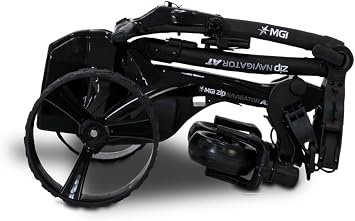 MGI Zip Navigator All Terrain Electric Golf Cart with Seat Attachment | Full Directional Remote Controlled Motorized Golf Push Cart with Accessories and Signature Series Golf Towel | Plays 36 Holes