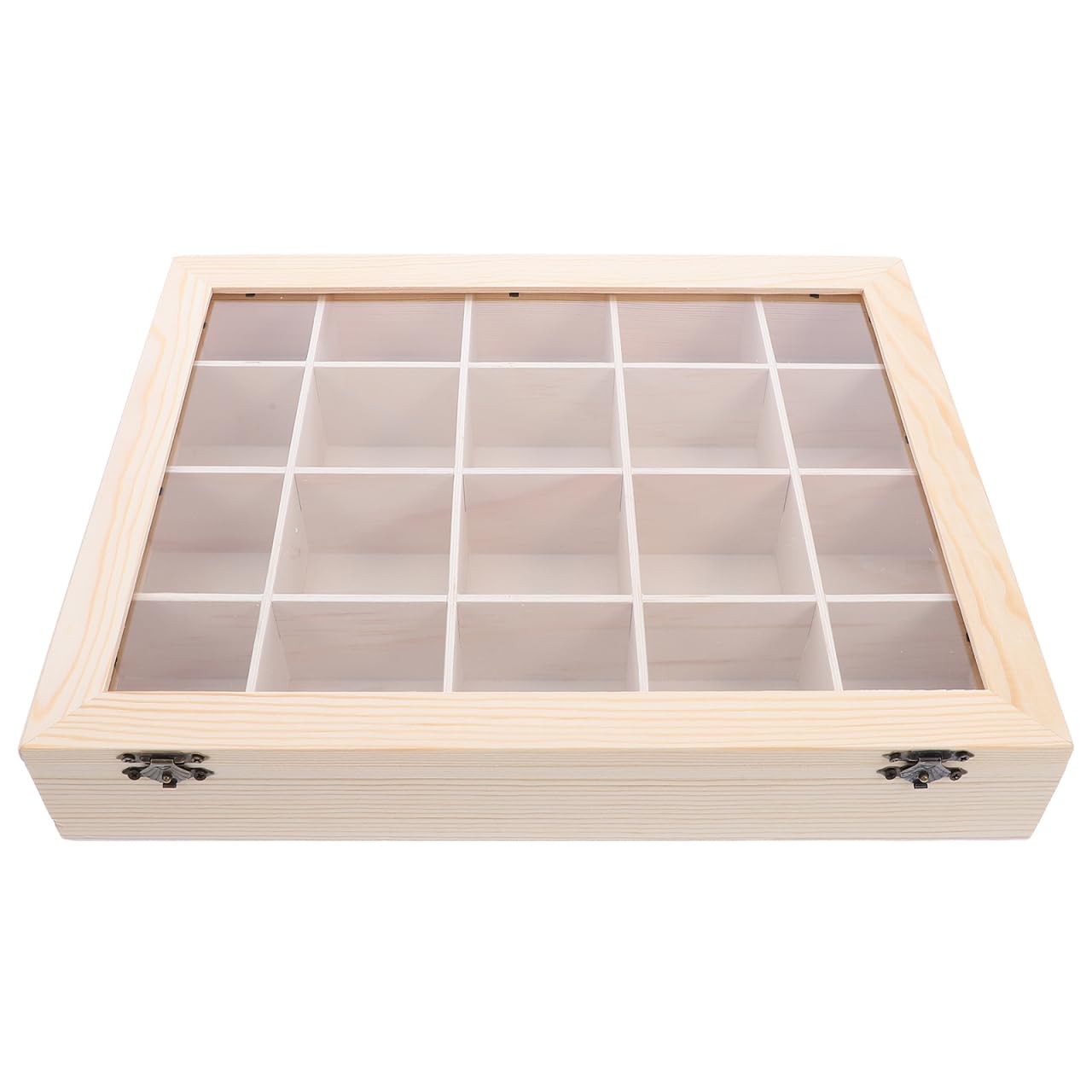 Toddmomy Scatola per Esposizione Minerali in Legno con Coperchio Trasparente Organizer Scomparti per Collezione di Cristalli Pietre Preziose e Campioni Roccia Custodia Portatile per Studio