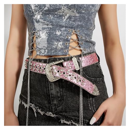 Punk Rhinestone Women's Belts for Jeans Luxury Studded Belt Female Waist Belt for Women Gothic3