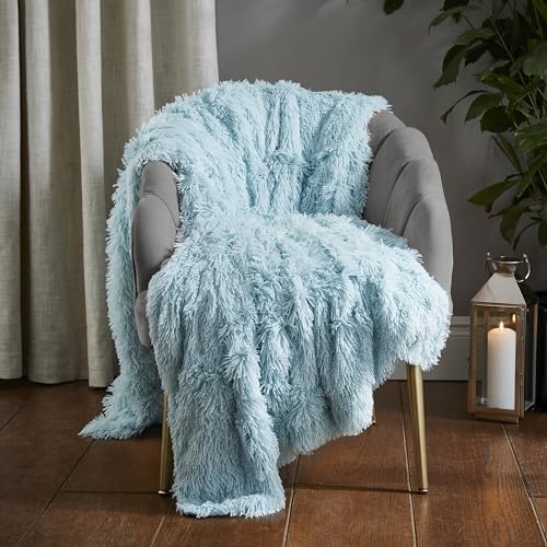 Catherine Lansfield Cuddly Deep Pile 150x200cm Blanket Throw Duck Egg