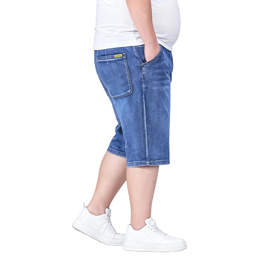 Pantalones Corto Vaqueros para Hombre, Suelto Ancho Denim Shorts de Mezclilla Dritto NZK1389