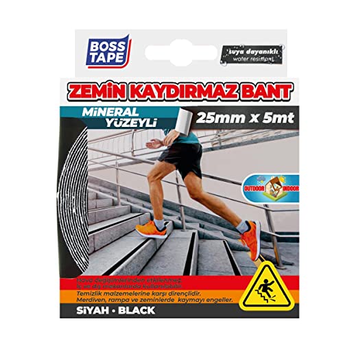 Kaymaz Yüzey Merdiven Kaydırmaz Bant, 25 mm x 5 m, Siyah