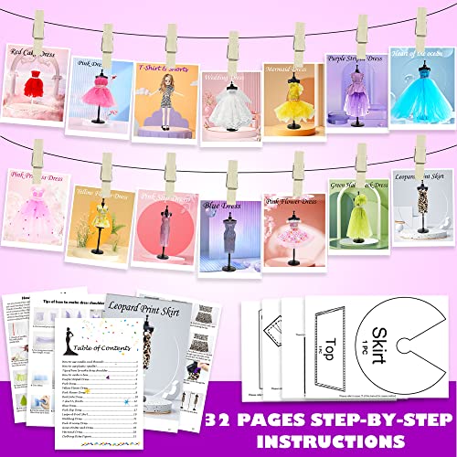Volinfo Fashion Design Kit For Girls, Sewing Kit For Kids, Diy Arts & Crafts Kit For Girls Age 8-12 Toys, Doll Clothes Making Sewing Kit For Teen Girls Birthday Gifts Age 6 7 8 9 10 11 12+ #TOP3