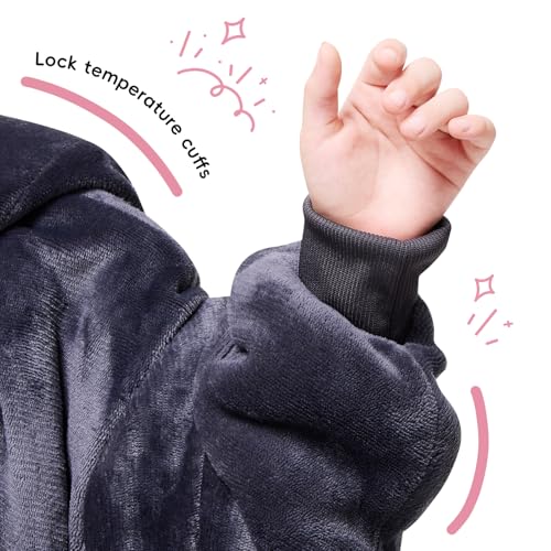 yescool Wearable Blanket Hoodie Kids, Oversized Blanket Sweatshirt with Sherpa Teen Girl Gifts for Kids, Youth, Boys, Girls, 8-15 Year Old Girl Boy Gift Warm Teen Wearable Blankets, One Size, Grey