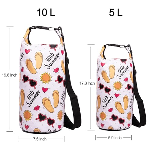 Dry Bag Waterproof, mochila flotante de 10L con cierre enrollable para kayaking, pesca y camping, color blanco miniatura 5