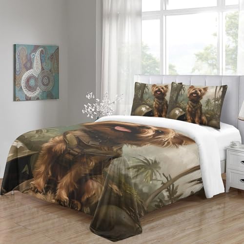 Housse de couette Yorkshire Terrier 3D Super King 260x220cm en microfibre avec 2 taies