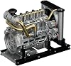 Mini Diesel Engine Model Kit, 1/10 OHV Inline 4-cylinder Diesel Engine That Works, with Cooling System, 300+PCS