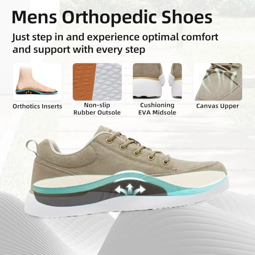 Image of OrthoComfoot Men's Orthopedic Arch Support Walking Shoes: Comfortable Cushioned Plantar Fasciitis Relief Shoes, Breathable Orthotic Fashion Sneakers for Foot and Heel Pain