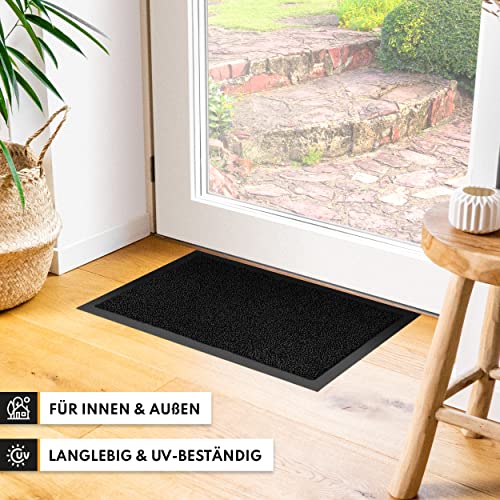 Hochwertige Fußmatte anthrazit-schwarz 60x90 groß für Innen & Außen - Schmutzfangmatte rutschfest, waschbar & wetterfest - Fussmatte für Eingangsbereich & Aussenbereich - Läufer Flur dünn – Bild 5