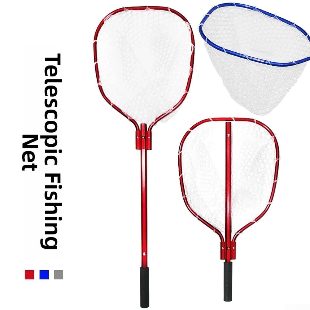Red de pesca de PVC con mango de aluminio extensible para pescadores, poste telescópico para un fácil almacenamiento y transporte en barcos o orilla