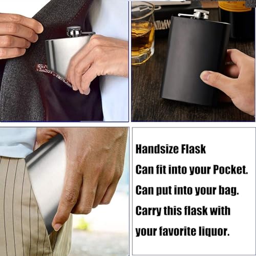 Image of Stainless 8 Oz Stainless Steel Hip Flasks with Funnel - 236 ml Engraved Design Pocket Bottle for Wine & Liquor Leakage Proof Wrapped Alcohol Men Women Unisex (Hip Flask with Funnel)