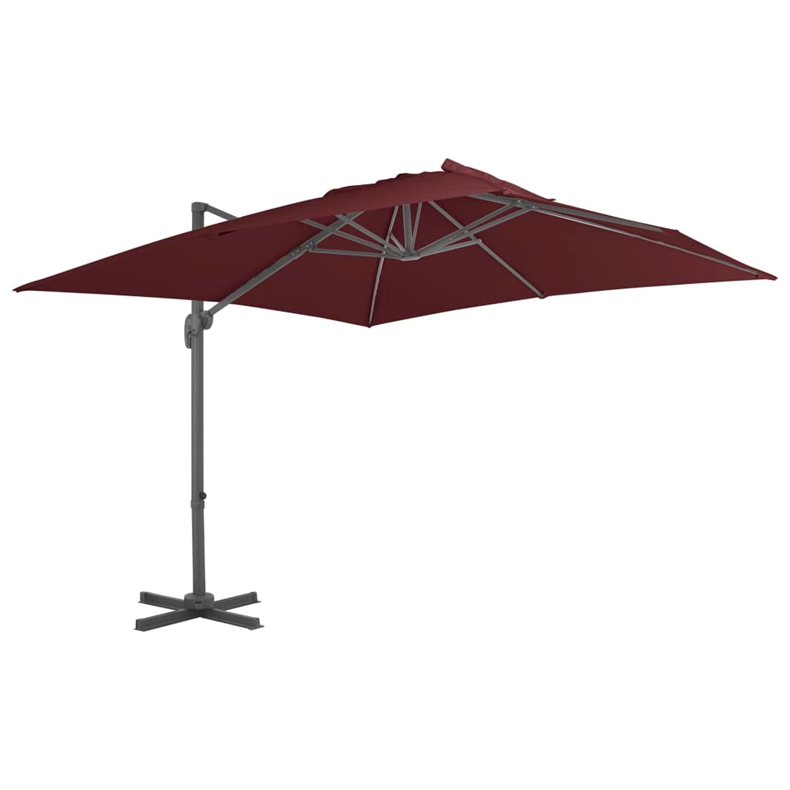 Homgoday Sombrilla jardín voladiza Palo de Aluminio Burdeos 400x300 cm Sombrilla Terraza Exterior, Sombrilla Jardín Grande Orientable Jardín Parasol Balcón