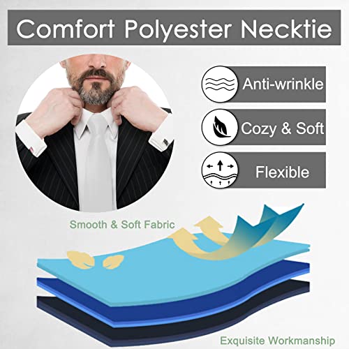 Image of Luckyvestir Mens Tie Solid Satin Neck Ties 3.15'' Formal Necktie for Wedding Business Christmas Father's Valentine's Day Gift